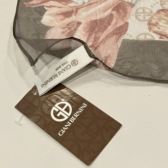 Giani Bernini | Pink & Gray Floral Scarf - Picture 11 of 11